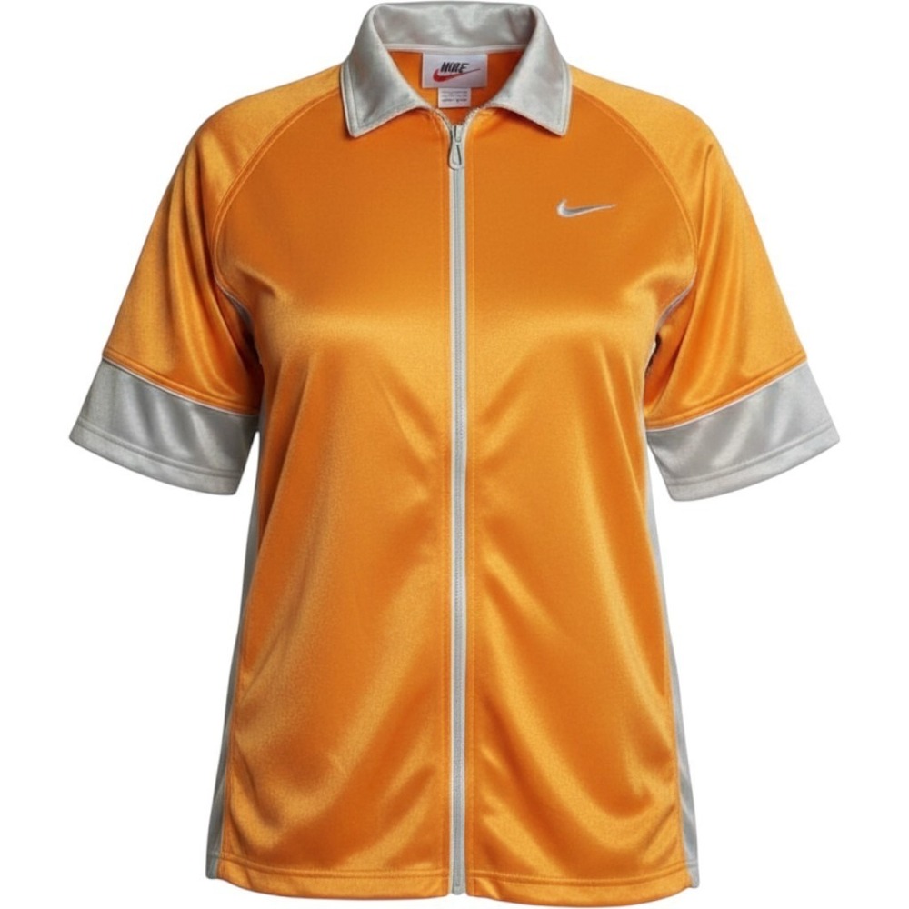 Vintage Nike Air Full Zip Track Jacket Orange Silver Short Sleeve Mens XL